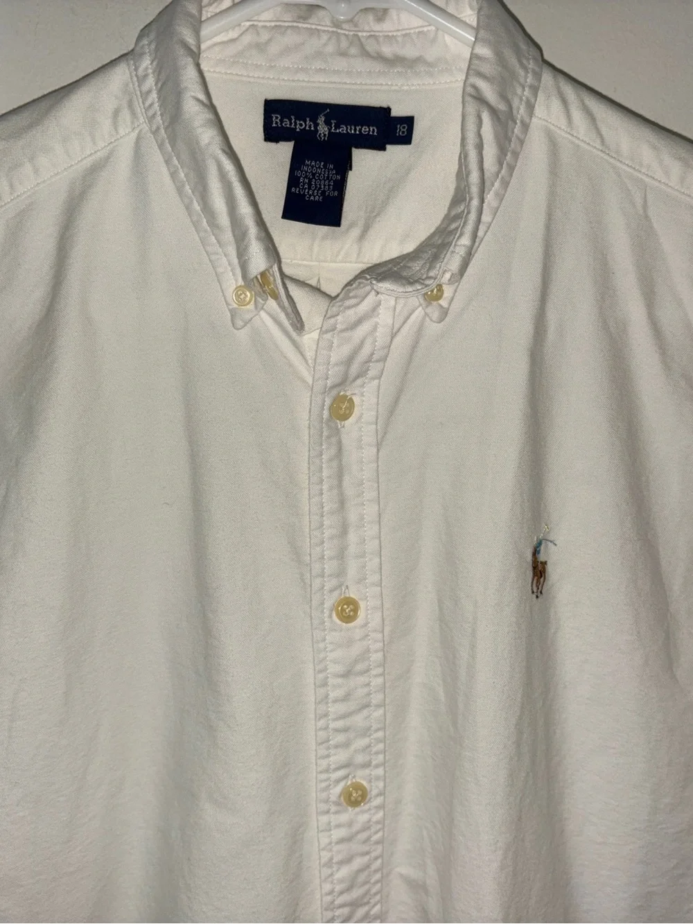 vintage Ralph Lauren oxford cloth button down shirt boy's 18 EUC LN